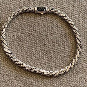 JOHN HARDY 925 Silver Black Sapphire Twisted Slim BRACELET